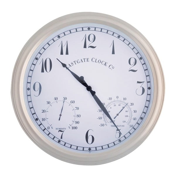 Biały zegar ogrodowy z cyframi arabskimi Esschert Design