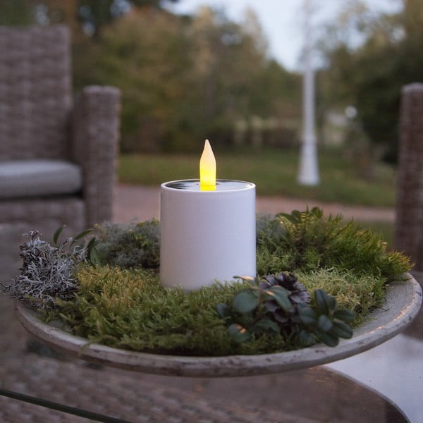 Biała ogrodowa solarna świeczka LED Star Trading Saul, wys. 7,3 cm-image-1