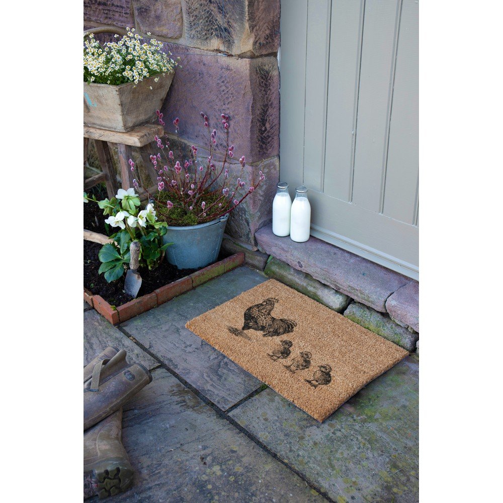 Wycieraczka z włókna kokosowego 40x60 cm Chickens and Chicks – Artsy Doormats (zdjęcie 4)