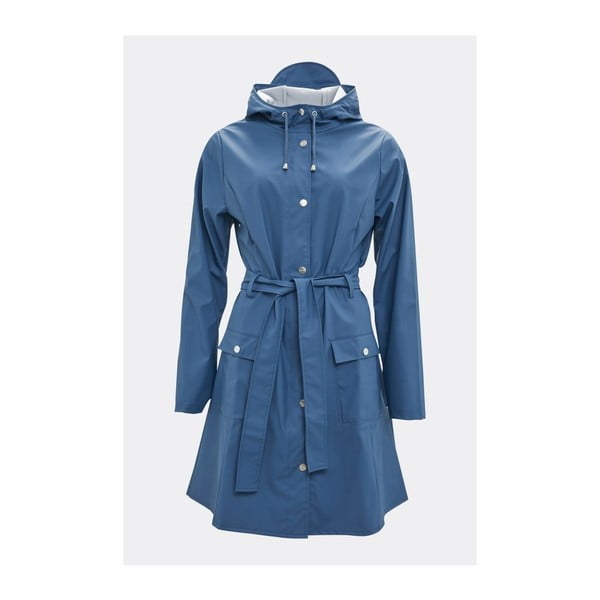 Niebieski płaszcz damski o wysokiej wodoodporności Rains Curve Jacket, rozm. L/XL
