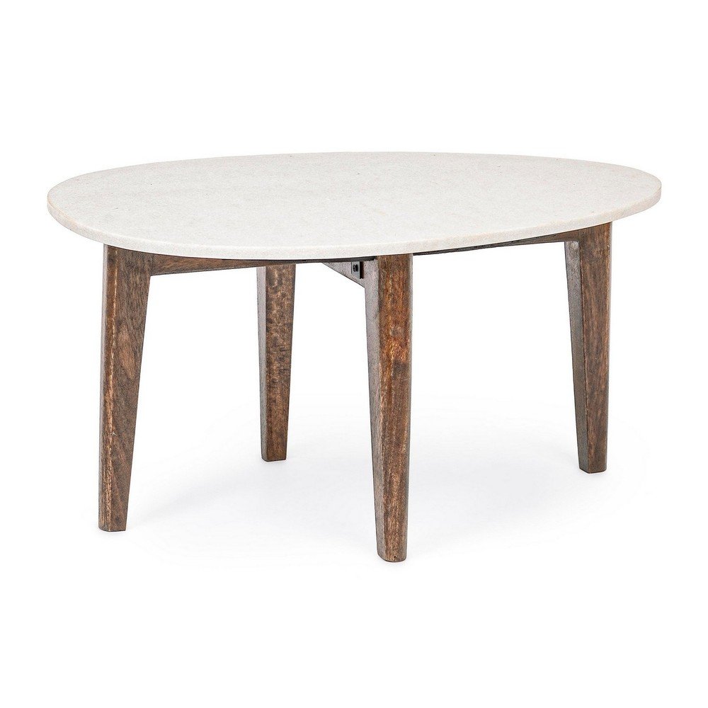 Biały/w naturalnym kolorze stolik z marmurowym blatem 50x70 cm Sylvester – Bizzotto