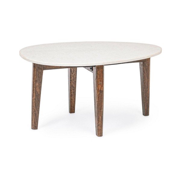 Biały/w naturalnym kolorze stolik z marmurowym blatem 50x70 cm Sylvester – Bizzotto