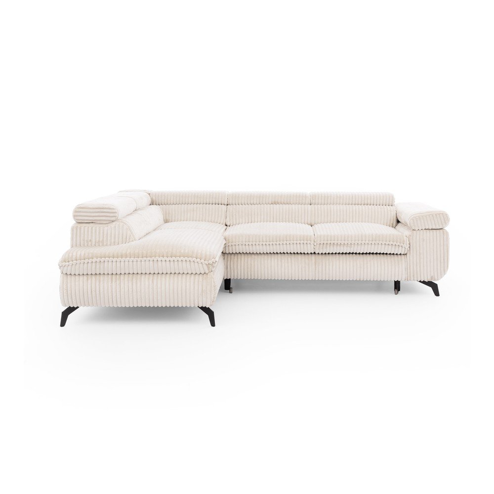 Kremowy sztruksowy narożnik (lewostronny/w kształcie litery L) Marbeya  – Ropez