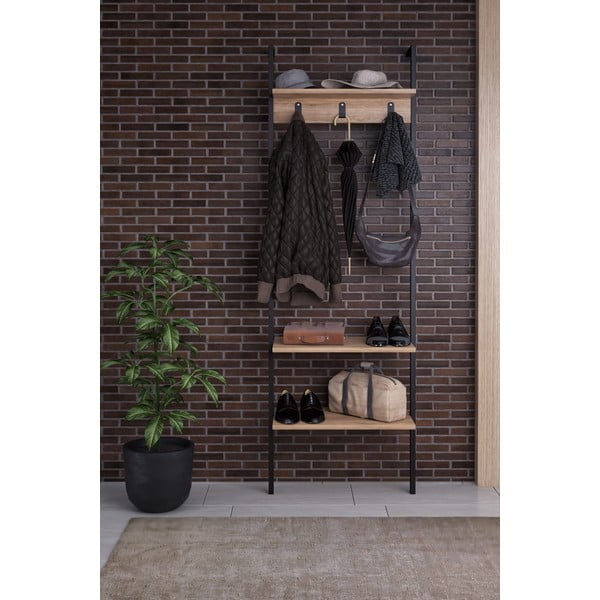 Czarny zestaw do przedpokoju z drewna z recyklingu Nina – Kalune Design-image-1
