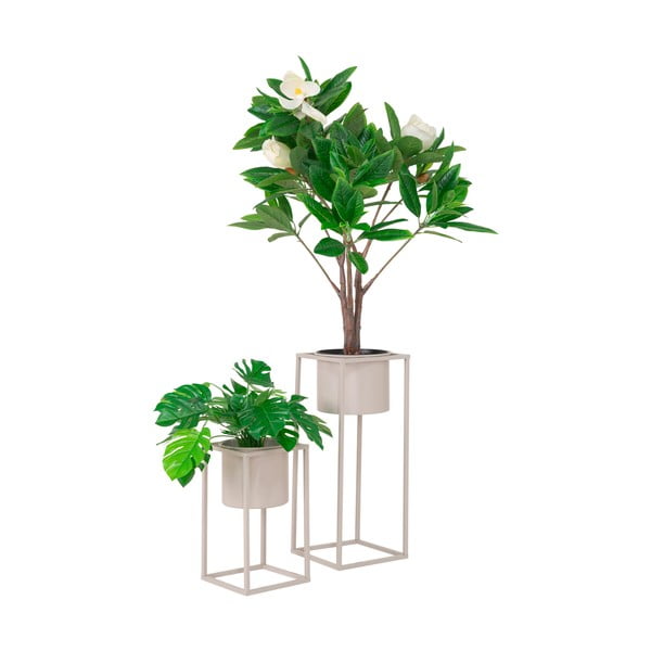 Zestaw 2 beżowych metalowych doniczek House Nordic Marla-image-2