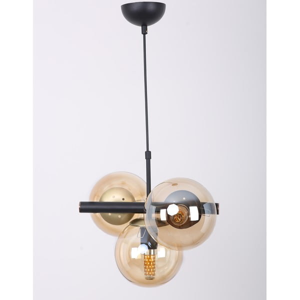 Żółto-czarna lampa wisząca ze szklanym kloszem ø 15 cm Cascade – Squid Lighting-image-2