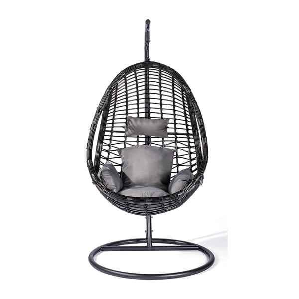 Ciemnoszary fotel wiszący ze sztucznego rattanu  Bonami Selection Tahiti-image-1