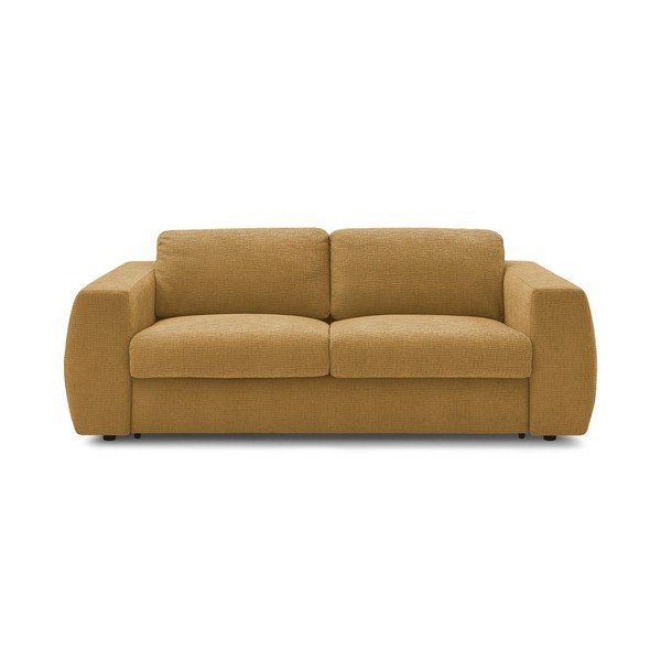 Musztardowa sofa do spania/rozkładana z tkaniny szenilowej 240 cm Hugo – Bobochic Paris