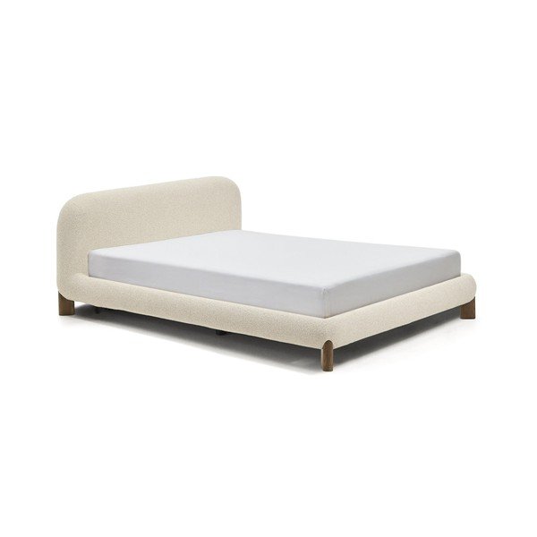 Beżowe tapicerowane łóżko dwuosobowe bez stelaża 180x200 cm Odina – Kave Home