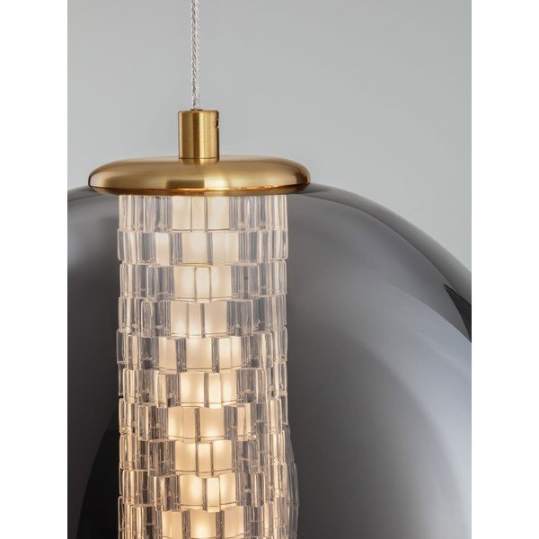 Szara metalowa lampa wisząca LED ze szklanym kloszem ø 22 cm Navi – Nova Luce-image-2
