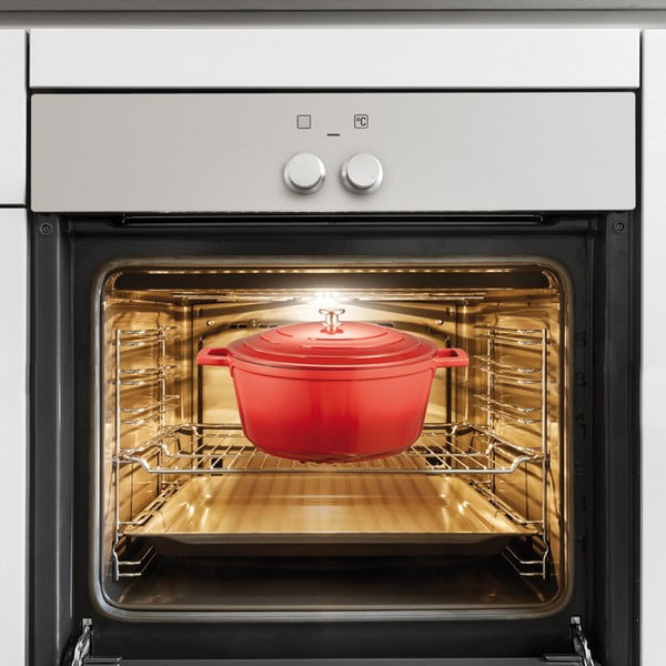 Garnek z nieprzywierającą powłoką i pokrywką odpowiedni na indukcję 6.8 l Bordeaux – Tescoma-image-1