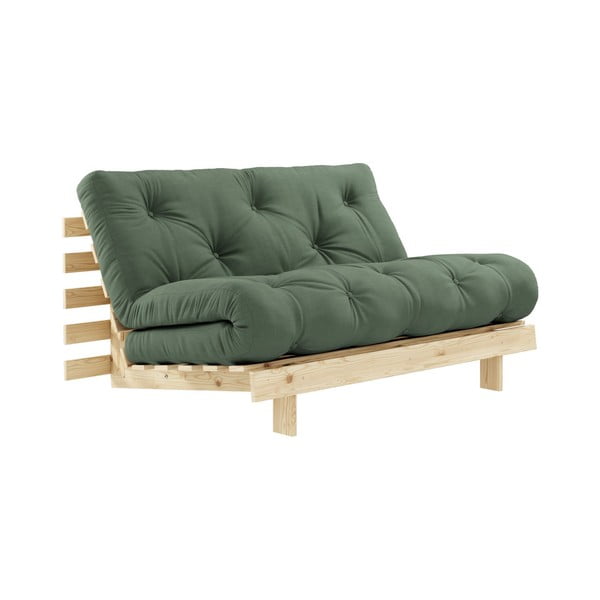 Sofa rozkładana z zielonym obiciem Karup Design Roots Raw/Olive Green