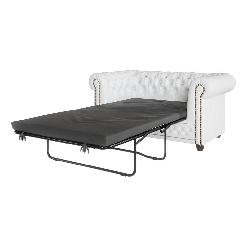 Biała rozkładana sofa z imitacji skóry 148 cm York – Ropez (zdjęcie 5)