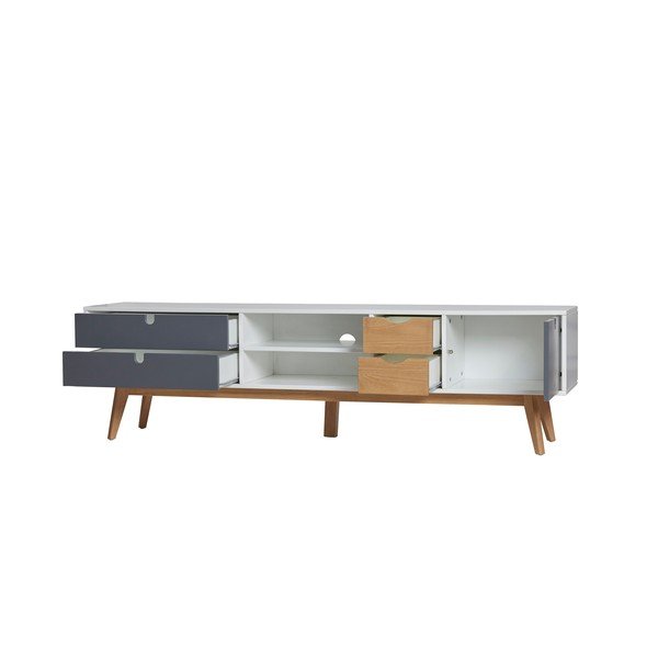 Szafka pod TV z szarymi szufladami Marckeric Mila, 180x37 cm-image-3