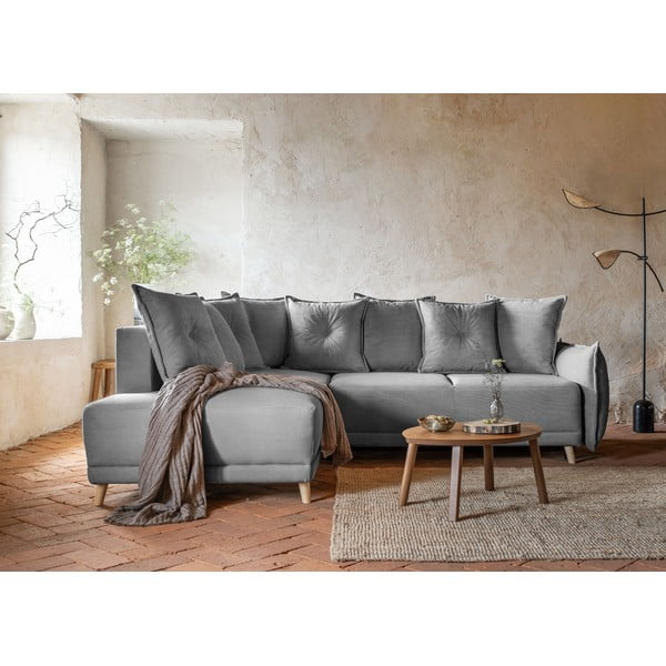 Szary sztruksowy rozkładany narożnik (lewostronny) Lazy Lukka – Miuform-image-4