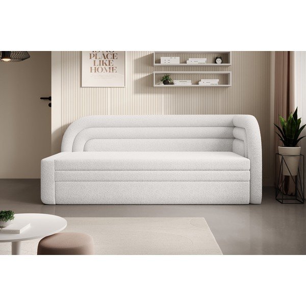 Kremowa rozkładana/ze schowkiem sofa z materiału bouclé prawostronna 223 cm Fabillo – ELTAP-image-1