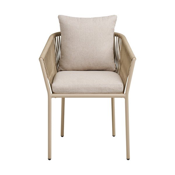 Beżowe metalowe tapicerowane krzesło ogrodowe Salerno – House Nordic-image-2