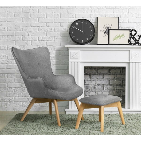 Szary fotel z podnóżkiem Niko – Ropez-image-1