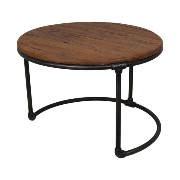 Stolik z drewna tekowego i metalu HSM collection Round, 60x60 cm