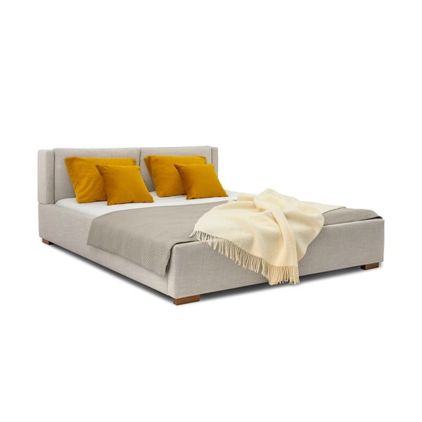 Jasnoszare tapicerowane łóżko dwuosobowe ze stelażem 180x200 cm Dreamer – Scandic-image-2