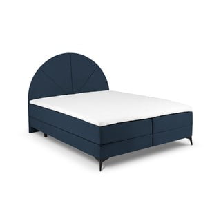 Ciemnoniebieskie łóżko boxspring ze schowkiem 160x200 cm Sunset – Cosmopolitan Design