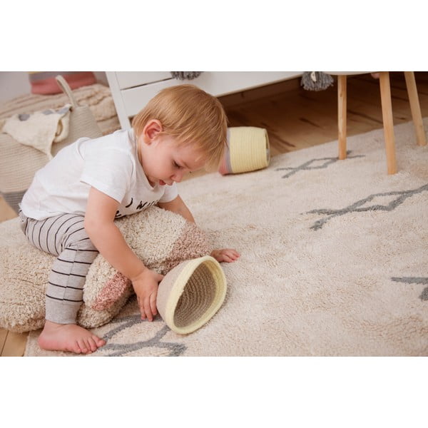 Niebiesko-kremowy bawełniany dywan tkany ręcznie odpowiedni do prania 120x160 cm Atlas Natural – Lorena Canals-image-4