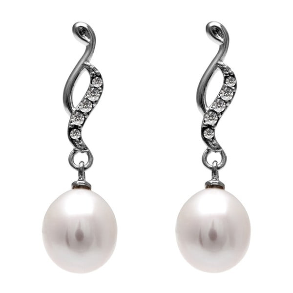 Kolczyki z białą perłą i kryształami Swarovski GemSeller Clussi