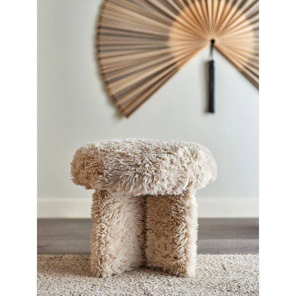 Beżowy puf z imitacji futra Frikka – Bloomingville-image-1