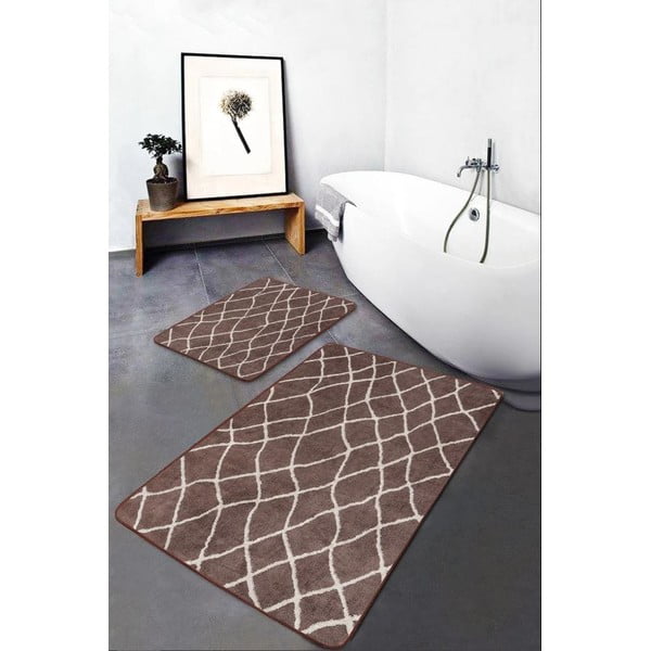 Brązowe aksamitne dywaniki łazienkowe zestaw 2 szt. 60x100 cm – Mila Home-image-4
