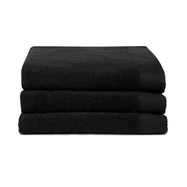 Zestaw 3 czarnych ręczników Seahorse Pure, 60x110 cm