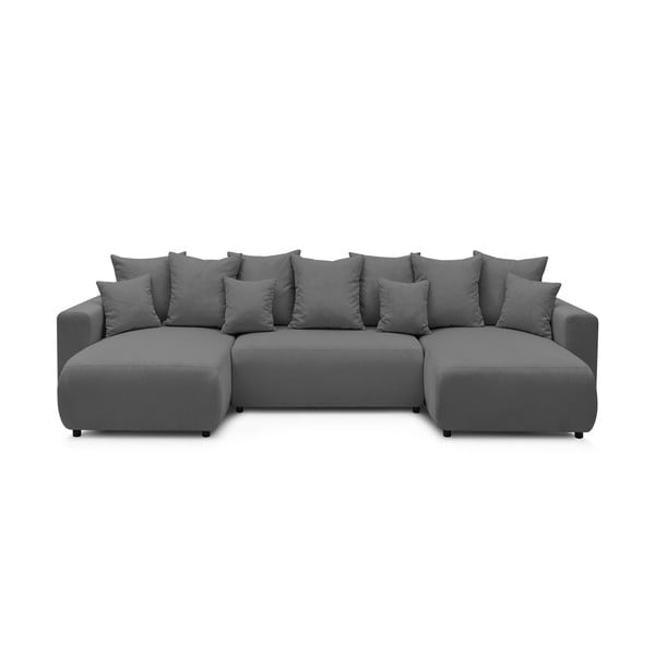 Szara sztruksowa sofa rozkładana w kształcie litery U Bobochic Paris Envy