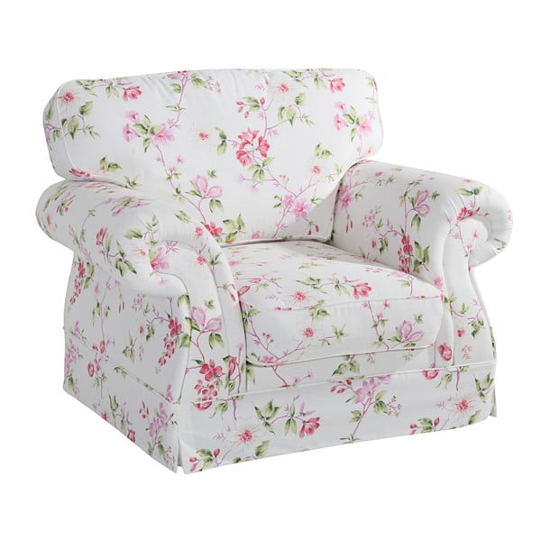 Różowo-biały fotel w kwiaty Max Winzer Mina