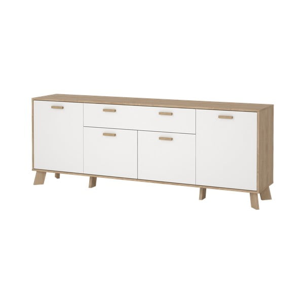 Biało-naturalna komoda w dekorze dębu 196x73x39 cm Ikast – Tvilum-image-2