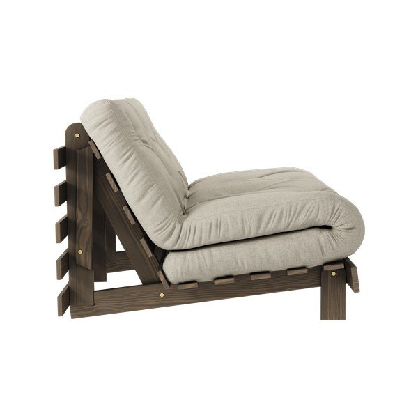 Szarobeżowa lniana rozkładana sofa 140 cm Roots Carob – Karup Design-image-4