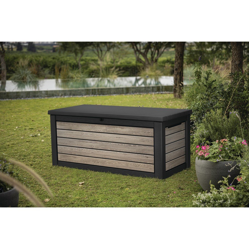 Czarna/w jasnym naturalnym kolorze plastikowa skrzynia ogrodowa Deco Ashwood – Keter (zdjęcie 2)