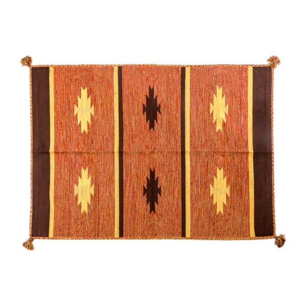 Pomarańczowy dywan ręcznie tkany Navaei & Co Kalush Kilim 112, 200x140 cm