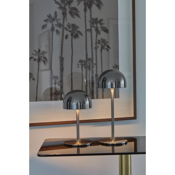 Lampa stołowa LED w kolorze srebra ze zdalnym sterowaniem i metalowym kloszem (wysokość 30 cm) Tim – Sirius-image-4