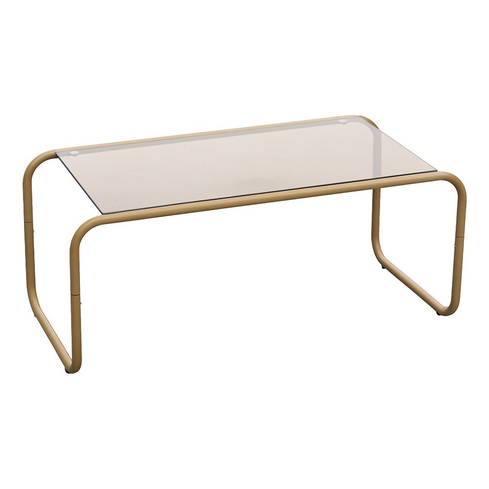 Brązowy stolik ze szklanym blatem 40x80 cm Ventana – Leitmotiv