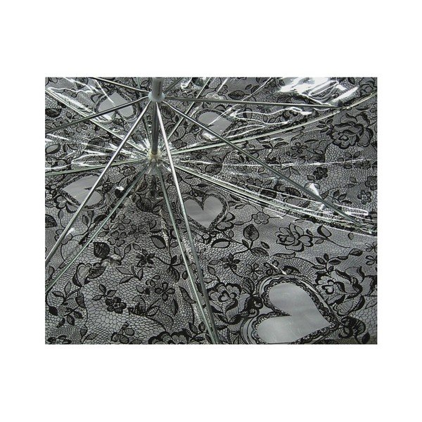 Przezroczysty parasol z czarnymi detalami Birdcage Heart, ⌀ 95 cm-image-1