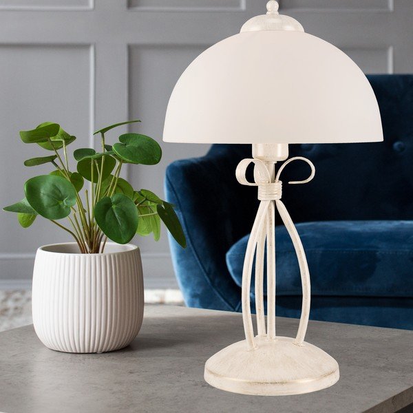 Biała lampa stołowa ze szklanym kloszem (wys. 43 cm) Adelle – LAMKUR-image-3