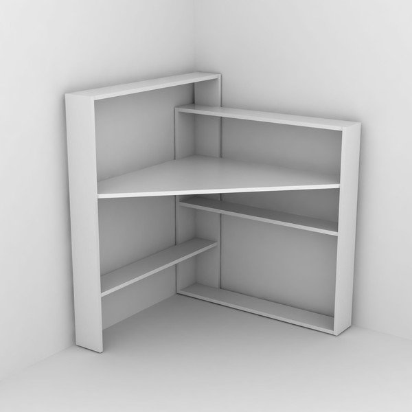 Białe narożne biurko z półkami Rafeli Pisagor