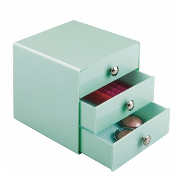 Zielona mini komoda z 3 szufladami iDesign Drawers, wys. 16,5 cm-image-2