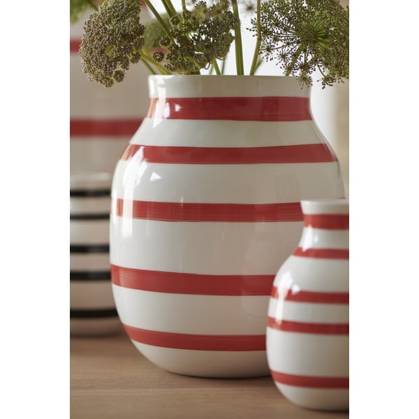 Biało-czerwony ceramiczny wazon w paski Kähler Design Omaggio, wys. 20,5 cm-image-3