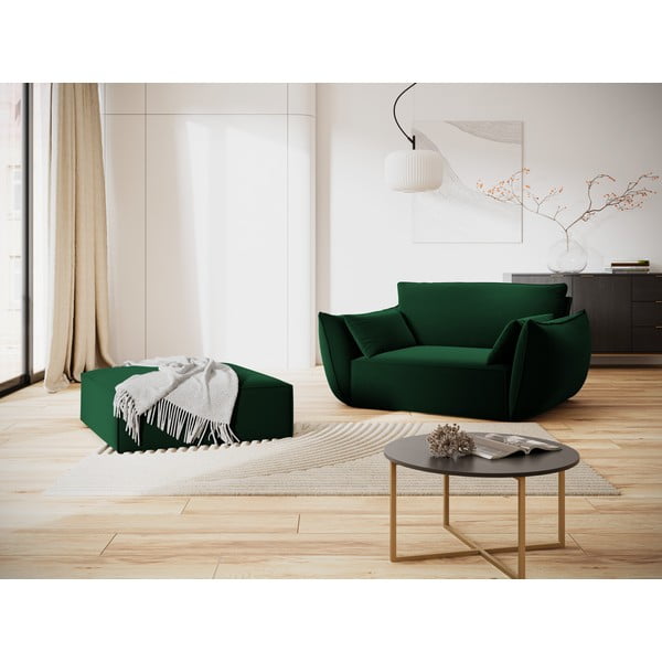 Ciemnozielony aksamitny fotel Vanda – Mazzini Sofas-image-1
