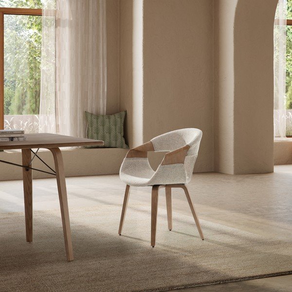 Beżowe tapicerowane fotele jadalniane zestaw z podłokietnikami 2 szt. Elif – MOME-image-1