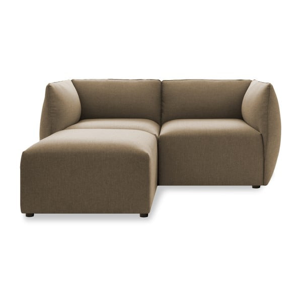 Beżowa 2-osobowa sofa modułowa z podnóżkiem Vivonita Cube