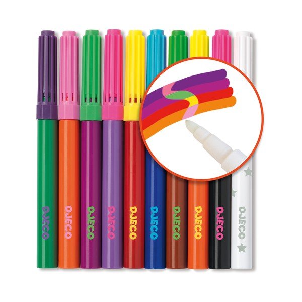 Zestaw 10 flamastrów z gumką Djeco Magic-image-2