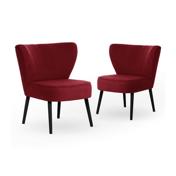 Zestaw 2 czerwonych foteli z czarnymi nogami My Pop Design Hamilton
