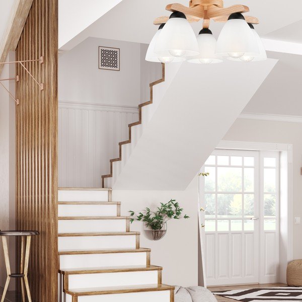 Biała lampa sufitowa ze szklanym kloszem ø 16 cm Andreas – LAMKUR-image-2