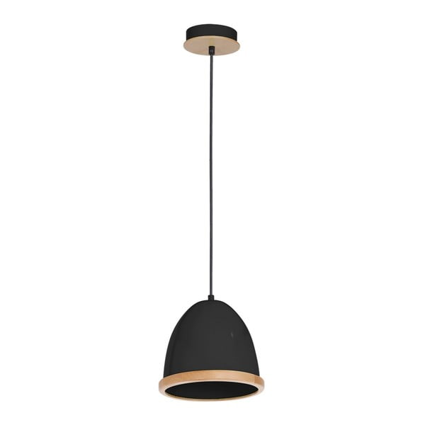 Czarna lampa wisząca z drewnianymi detalami Studio Uno Lungo